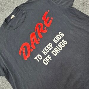 Vintage DARE To Keep Kids Off Drugs T-Shirt XL/L Screen‎ Stars 80s Single Stitch